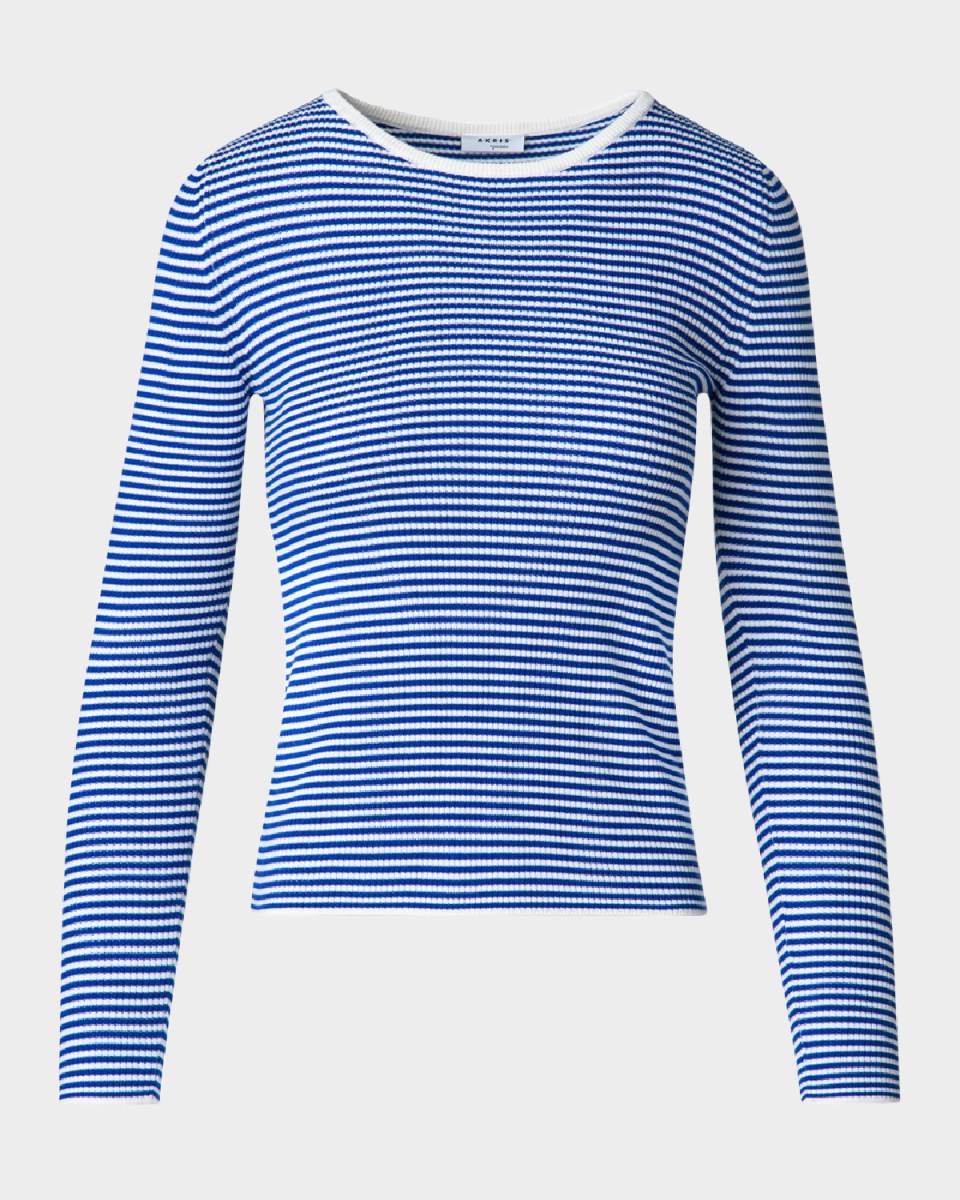 Sailor Striped Rib Knit Crewneck Sweater